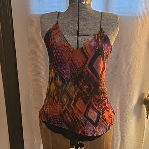 Lavender Brown Multicolor Abstract Camisole